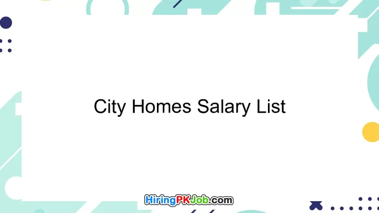 City Homes Salary List