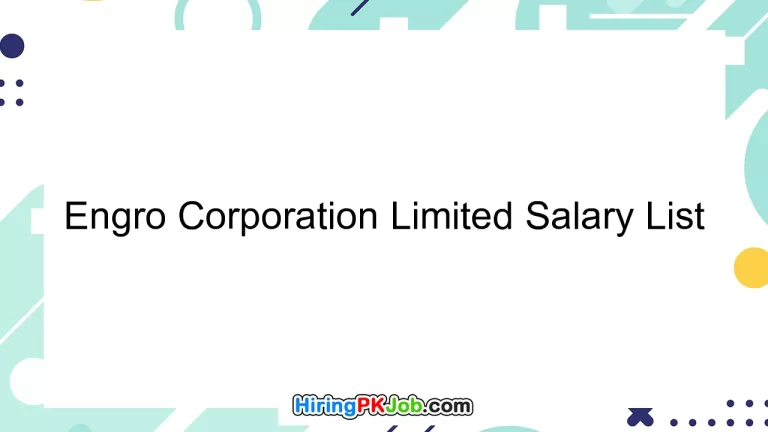 Engro Corporation Limited Salary List