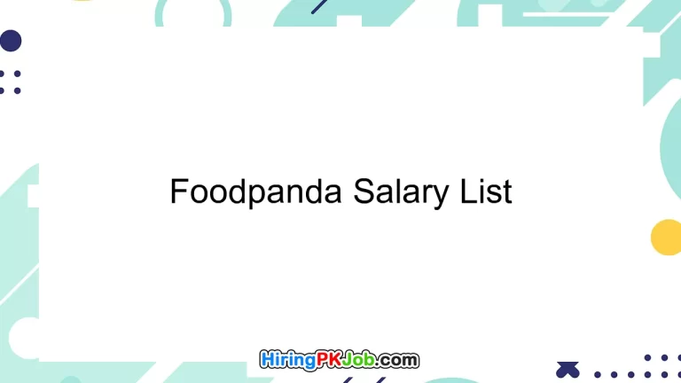 Foodpanda Salary List