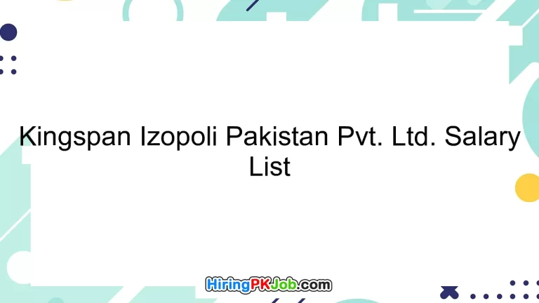 Kingspan Izopoli Pakistan Pvt. Ltd. Salary List