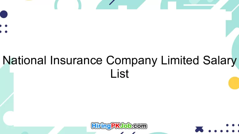 National Insurance Company Limited Salary List